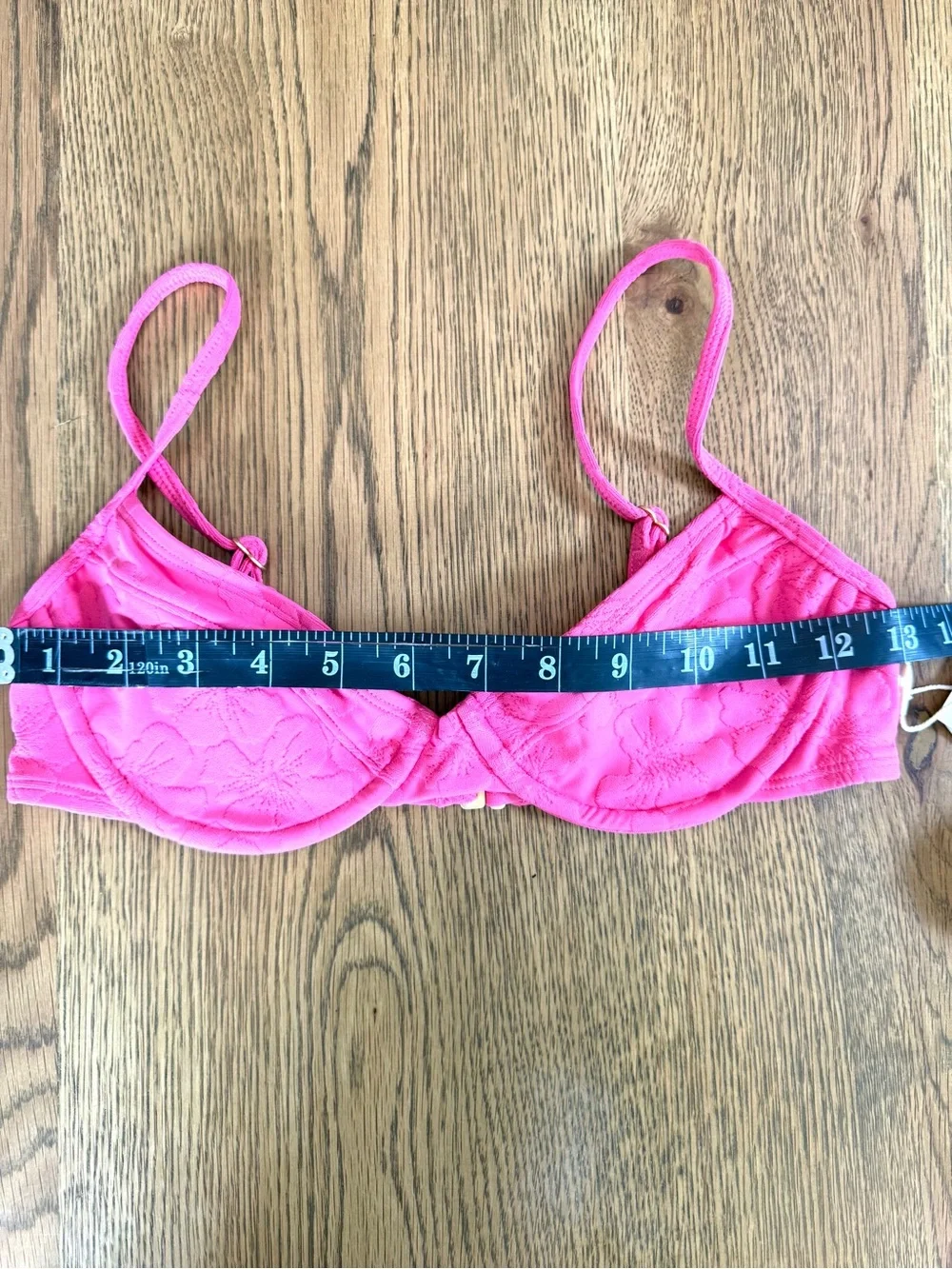 L*Space Missy Bikini Top Pink Textured Underwire Size S NWT